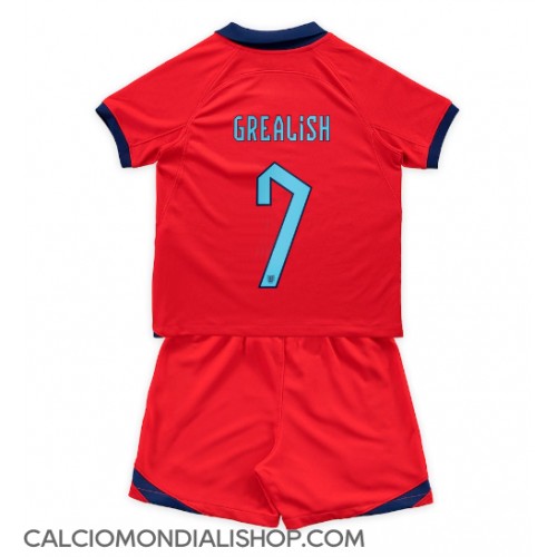 Maglie da calcio Inghilterra Jack Grealish #7 Seconda Maglia Bambino Mondiali 2022 Manica Corta (+ Pantaloni corti)